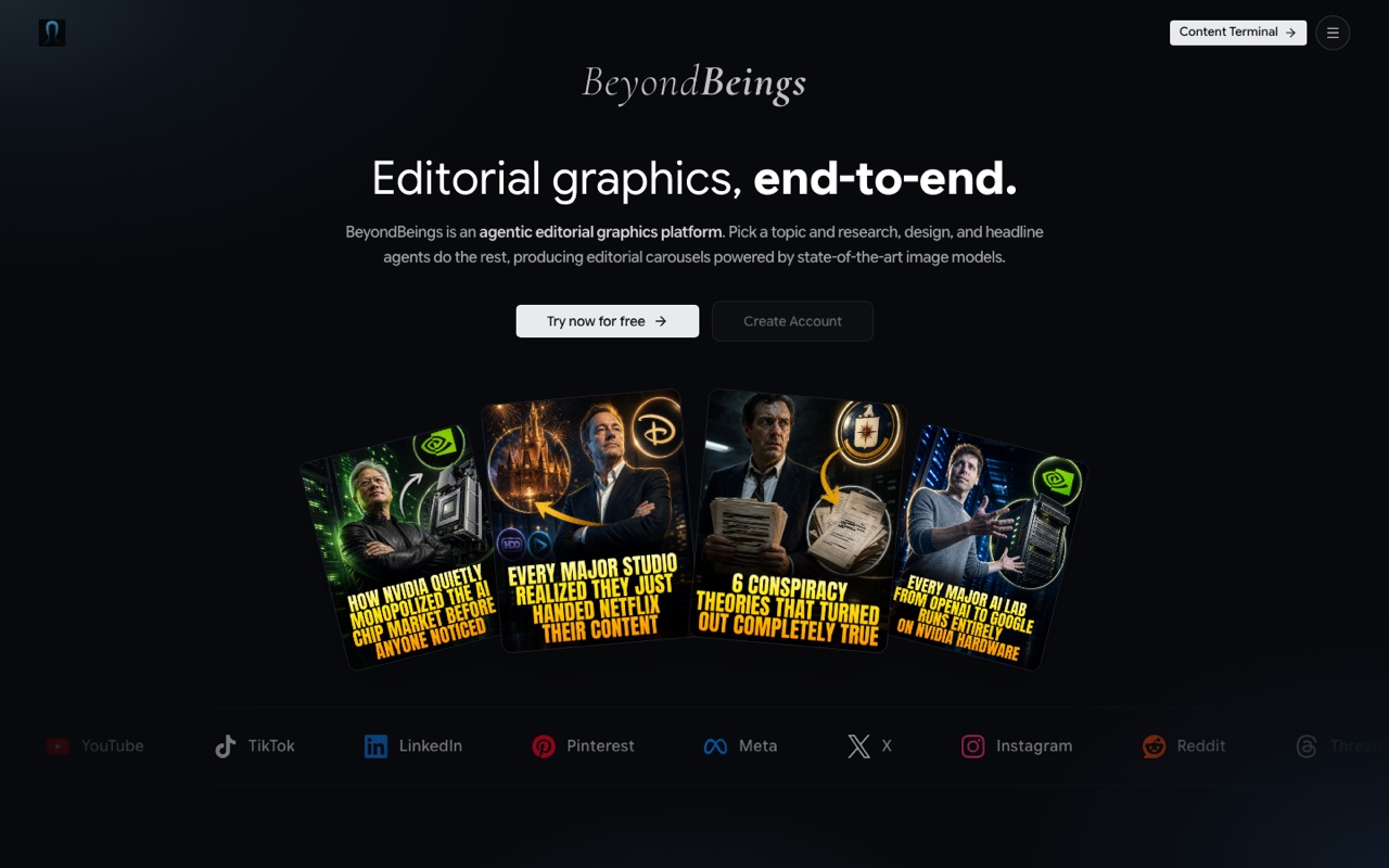 The BeyondBeings platform homepage